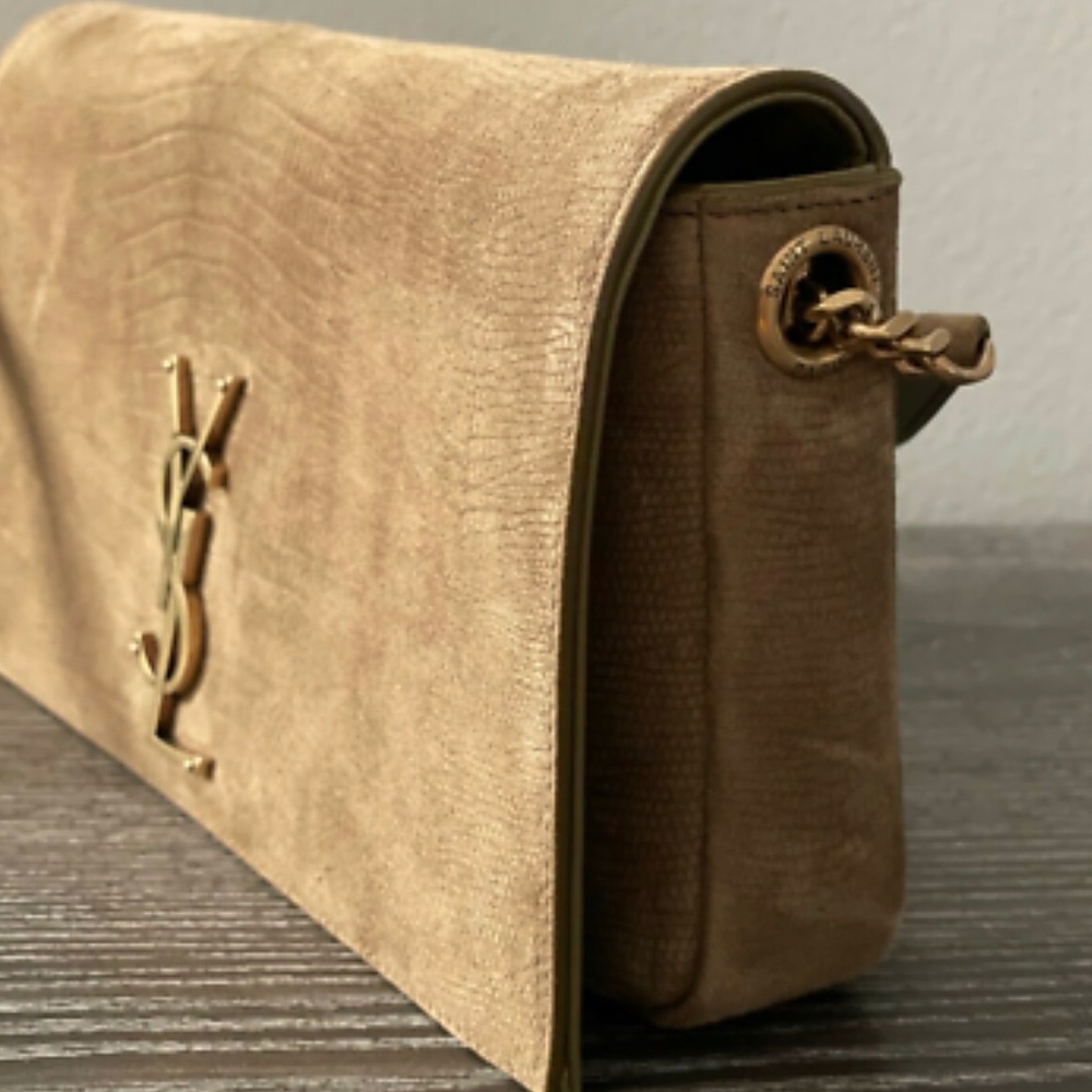 NWT Saint Laurent Green Lizard Kate Shoulder Bag